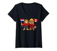 Femme Drapeau Pays-Bas Canada Racines néerlandaises Canadien T-Shirt avec Col en V