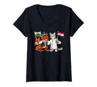 Femme Drapeau Pays de Galles Égypte Racines galloises égyptien T-Shirt avec Col en V