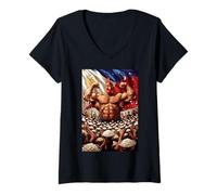 Femme Drapeau philippin Coq et Riz Symbole de Force Philippine T-Shirt avec Col en V