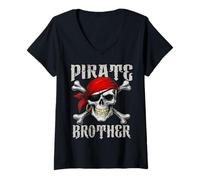 Femme Drapeau Pirate et tête de Mort Jolly Roger pour Halloween T-Shirt avec Col en V