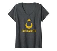 Femme Drapeau Portsmouth Hamburger Angleterre T-Shirt avec Col en V