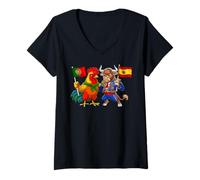 Femme Drapeau Portugal Espagne Racines Portugaises Héritage T-Shirt avec Col en V