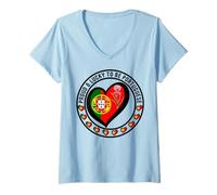 Femme Drapeau « Proud And Lucky To Be Portuguese I Love Portugal » en forme de cœur T-Shirt avec Col en V