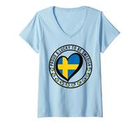 Femme Drapeau « Proud And Lucky To Be Swedish I Love Sweden » imprimé en forme de cœur T-Shirt avec Col en V
