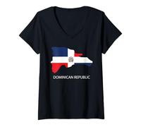 Femme Drapeau République Dominicaine T-Shirt avec Col en V