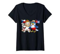 Femme Drapeau République Tchèque Cuba Racines Tchèques Héritage T-Shirt avec Col en V