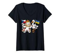 Femme Drapeau République Tchèque Ukraine Racines Tchèques Héritage T-Shirt avec Col en V