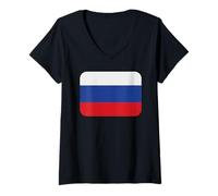 Femme Drapeau Russie T-Shirt avec Col en V