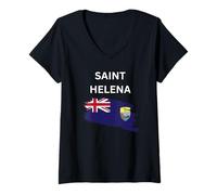 Femme Drapeau Sainte-Hélène T-Shirt avec Col en V