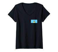 Femme Drapeau Sainte-Lucie T-Shirt avec Col en V