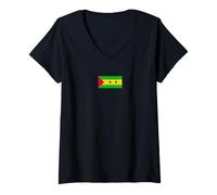 Femme Drapeau Sao Tomé et Principe T-Shirt avec Col en V
