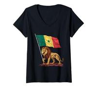 Femme Drapeau sénégalais Racines du Sénégal T-Shirt avec Col en V