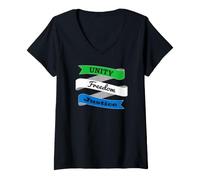 Femme Drapeau Sierra Leone Unity Freedom Justice T-Shirt avec Col en V