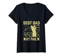 Femme Drapeau Silhouette Best Dad by par Golf T-Shirt avec Col en V