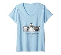 Femme Drapeau Souvenir du musée du louvre de Paris pour Hommes, Femmes, Filles, garçons T-Shirt avec Col en V