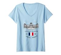 Femme Drapeau Souvenir du musée du louvre de Paris pour Hommes, Femmes, Filles, garçons T-Shirt avec Col en V
