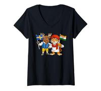 Femme Drapeau Suède Inde Racines suédoises Fier héritage suédoise T-Shirt avec Col en V