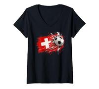 Femme Drapeau Suisse Garçons Enfants T-Shirt avec Col en V