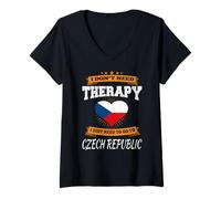 Femme Drapeau tchèque I Drôle République tchèque Vacances Tchèque T-Shirt avec Col en V