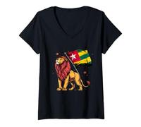 Femme Drapeau togolais Fierté togolaise Togo Lion Togo T-Shirt avec Col en V