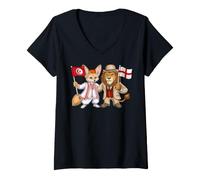 Femme Drapeau Tunisien Anglais Angleterre Tunisie Royaume-Uni T-Shirt avec Col en V