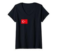 Femme Drapeau Turc de la Turquie T-Shirt avec Col en V