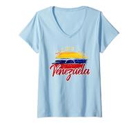 Femme Drapeau vénézuélien Caracas Latino Cadeau Amérique Latine Venezuela T-Shirt avec Col en V