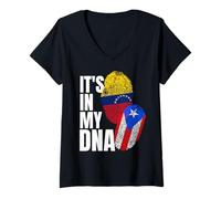 Femme Drapeau vénitien et Boricua ADN Mix - Cadeau T-Shirt avec Col en V