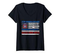 Femme Drapeau Vintage de la 82e Division aéroportée Veteran Death from Above T-Shirt avec Col en V