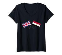 Femme Drapeaux croisés de l'Égypte Britannique T-Shirt avec Col en V