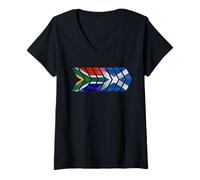 Femme Drapeaux de Chevrons d'expatriés d'Afrique du Sud d'Écosse (Clean) T-Shirt avec Col en V