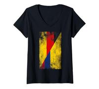 Femme Drapeaux de l'Allemagne et de la Colombie - Colombie allemand T-Shirt avec Col en V