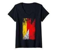 Femme Drapeaux de l'Allemagne et de l'Indonésie - Allemand indonésien T-Shirt avec Col en V