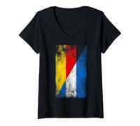 Femme Drapeaux de l'Allemagne et du Nicaragua - Nicaragua allemand T-Shirt avec Col en V