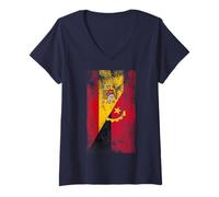 Femme Drapeaux de l'Espagne et de l'Angola - Angolais Espagnol T-Shirt avec Col en V