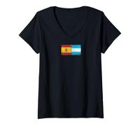 Femme Drapeaux de l'Espagne et du Honduras - Hondurien Espagnol T-Shirt avec Col en V
