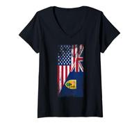 Femme Drapeaux des États-Unis Turques et Caïques - États-Unis d'Amérique, T & C Islander T-Shirt avec Col en V