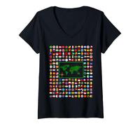 Femme Drapeaux des Pays du Monde, 184 Flag International T-Shirt avec Col en V