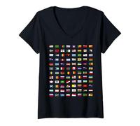 Femme Drapeaux du Monde 287 Flag Trip International T-Shirt avec Col en V