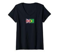 Femme Drapeaux du Royaume-Uni et du Brésil - Brésil Britannique T-Shirt avec Col en V