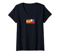 Femme Drapeaux Espagne et Chili - Espagne chilienne T-Shirt avec Col en V