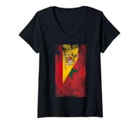 Femme Drapeaux Espagne et Maroc - Marocain espagnol T-Shirt avec Col en V