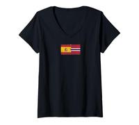 Femme Drapeaux Espagne et Norvège - Espagnol Norvégien T-Shirt avec Col en V