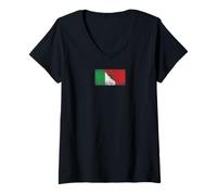 Femme Drapeaux Italie et Maroc - Marocain Italien T-Shirt avec Col en V