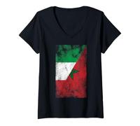 Femme Drapeaux Italie et Maroc - Marocain Italien T-Shirt avec Col en V