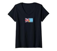 Femme Drapeaux Royaume-Uni et Sainte-Lucie - Sainte-Lucie Britannique T-Shirt avec Col en V