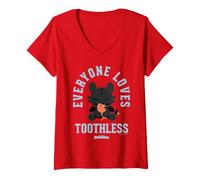 Femme DreamWorks Dragons Everyone Loves Toothless T-Shirt avec Col en V