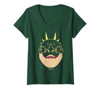 Femme DreamWorks Dragons Gronckle Big Face T-Shirt avec Col en V