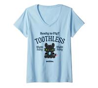 Femme DreamWorks Dragons Toothless Ready to Fly T-Shirt avec Col en V