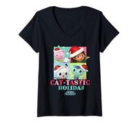 Femme DreamWorks Gabby’s Dollhouse Cat-Tastic Holiday T-Shirt avec Col en V